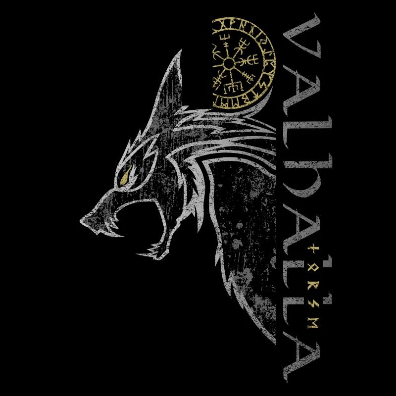 Valhalla Wolf Vegvisir Wikinger Runenkompass