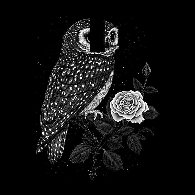 Eule Vogel Blumen Ästhetik Nachteule Rose Geschenk