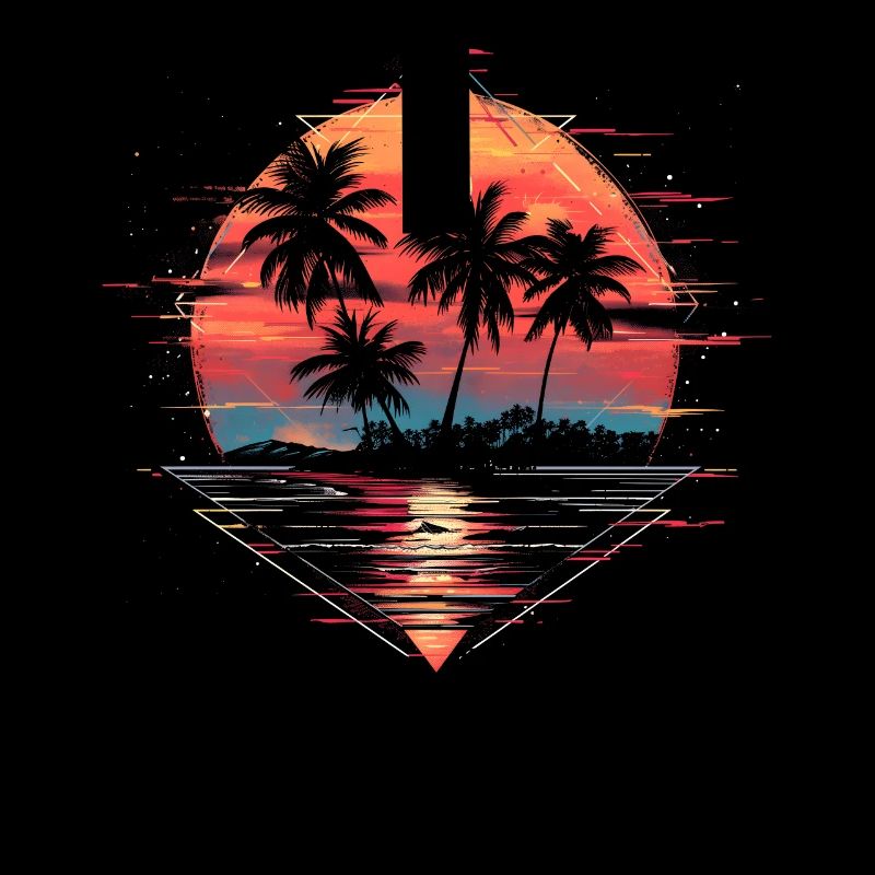 Vaporwave Retro Palm Trees Sunset Synthwave 80s 90s