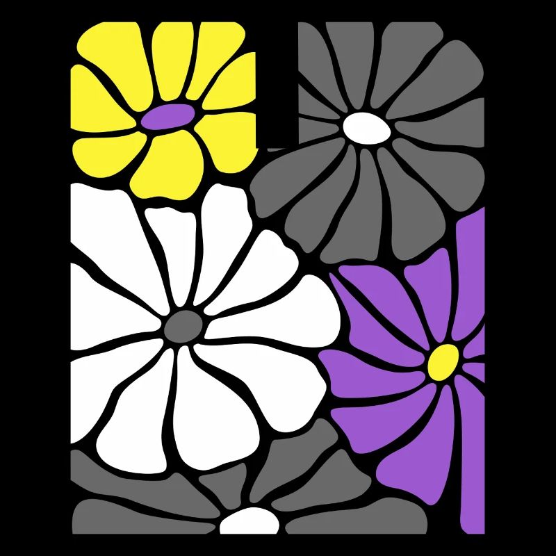 Nonbinary Pride Retro Blumen mit Enby Flag Farben