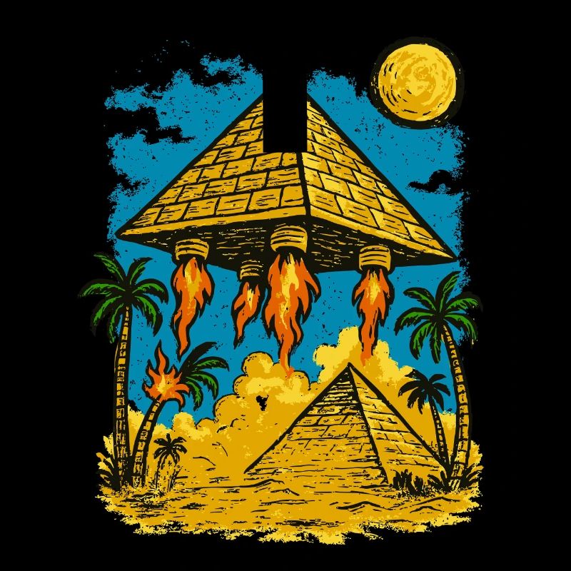 Alien Pyramid Landing Ancienne Invasion Sci-Fi tee