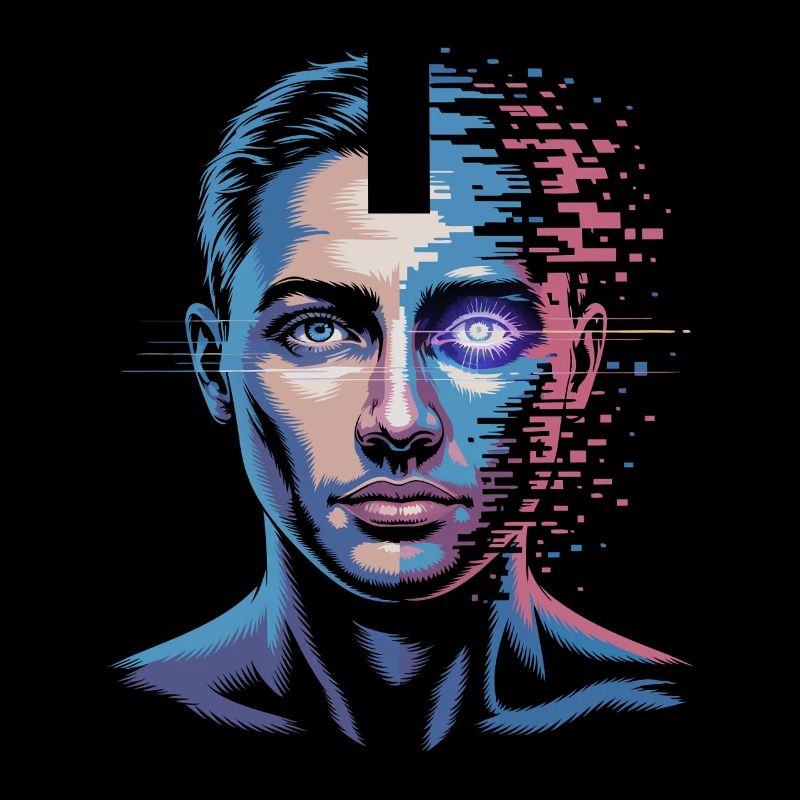 Digital human with glitch effect