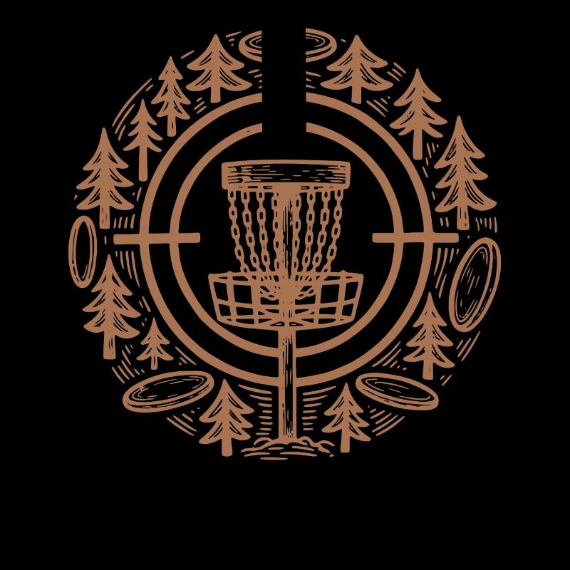 Disc Golf Basket Flying Disc Golfing Forest Scene