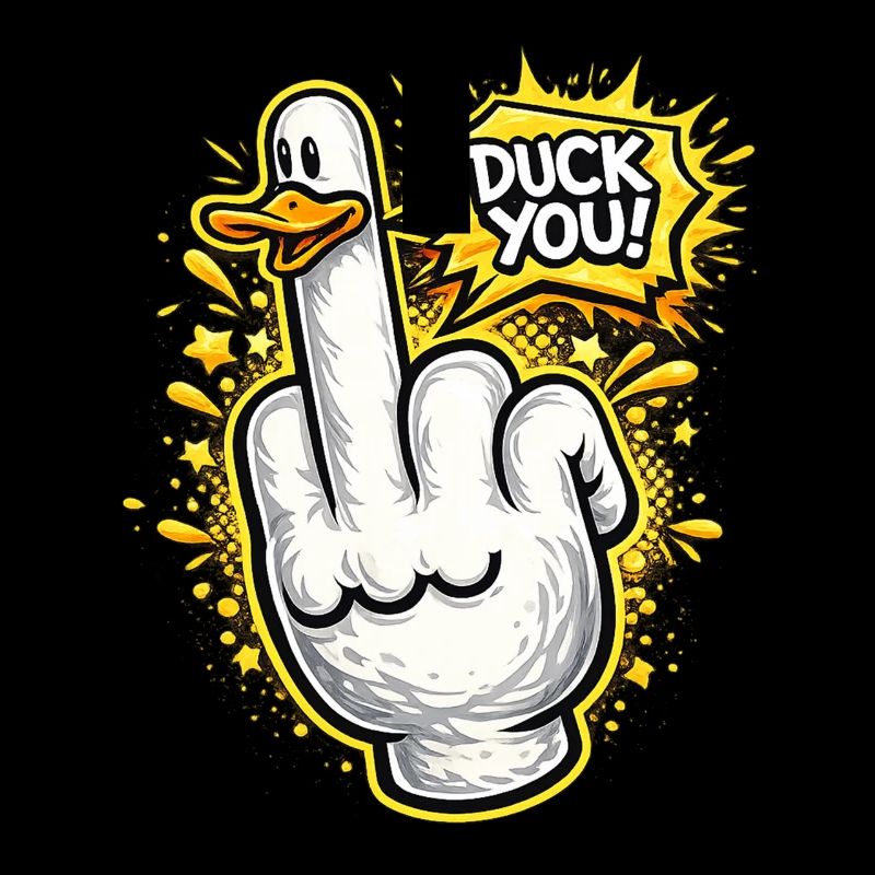 Duck You Comic Style Middle Finger Duck