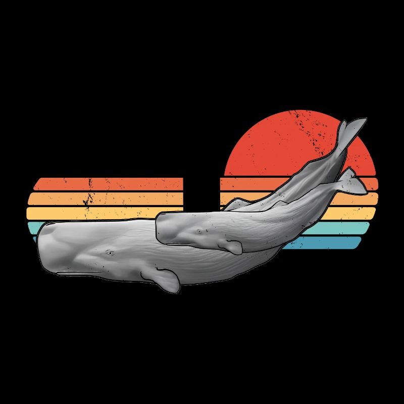 Sperm Whale Retro Sunset