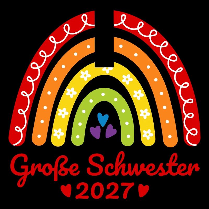 Große Schwester 2027 Boho Regenbogen bunt