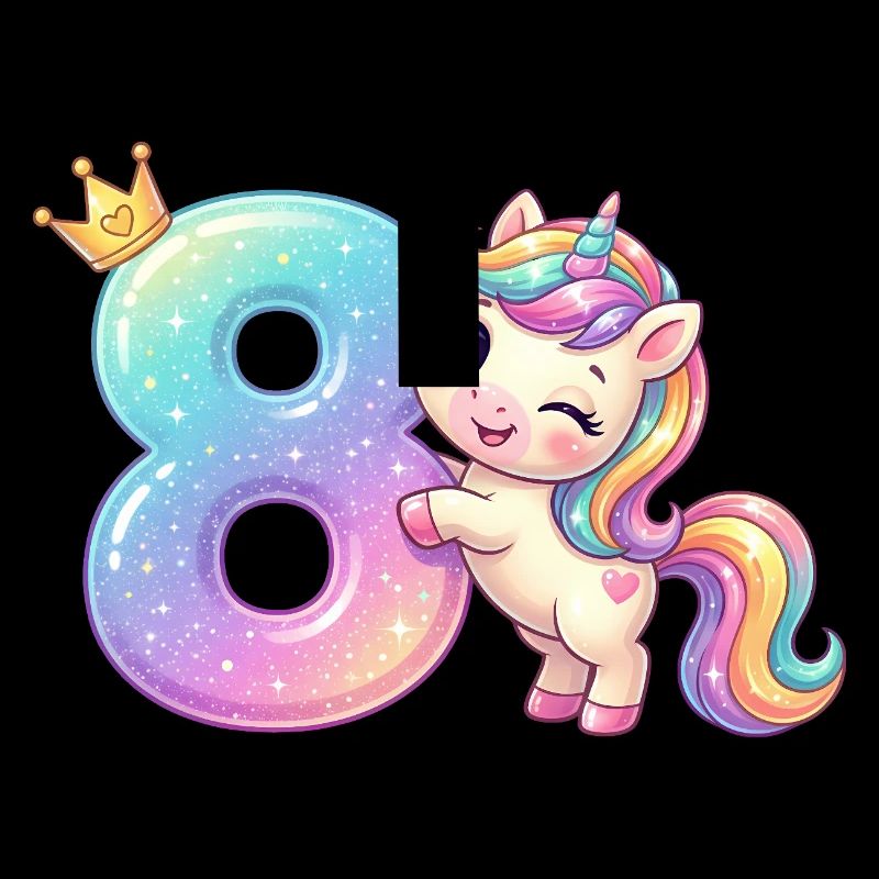 Ich bin 8 Kawaii Einhorn Mädchen Geburtstag