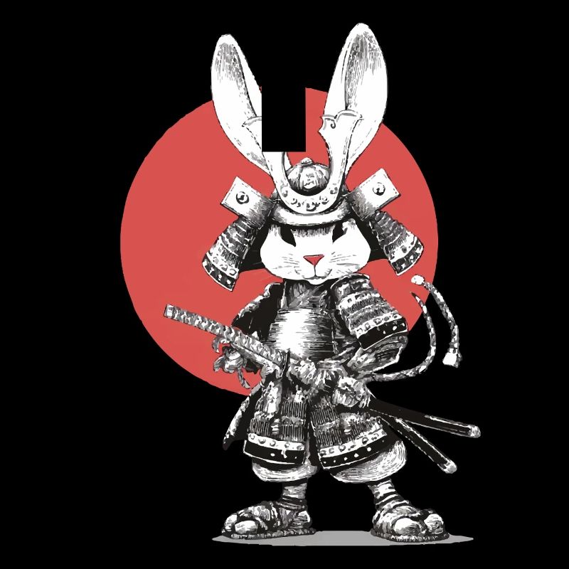 Samouraï Lapin en armure avec un katana