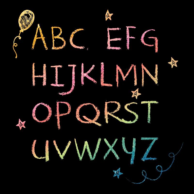 Regenbogen Kreide-Alphabet mit Sternchen