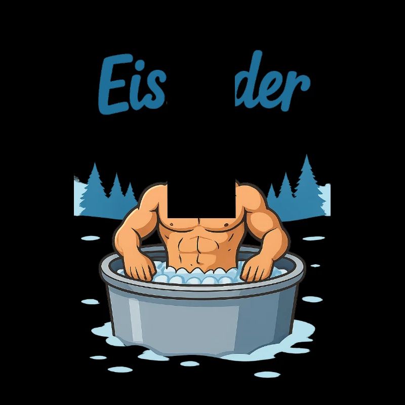 Eisbader Muskelmann im Eisbad