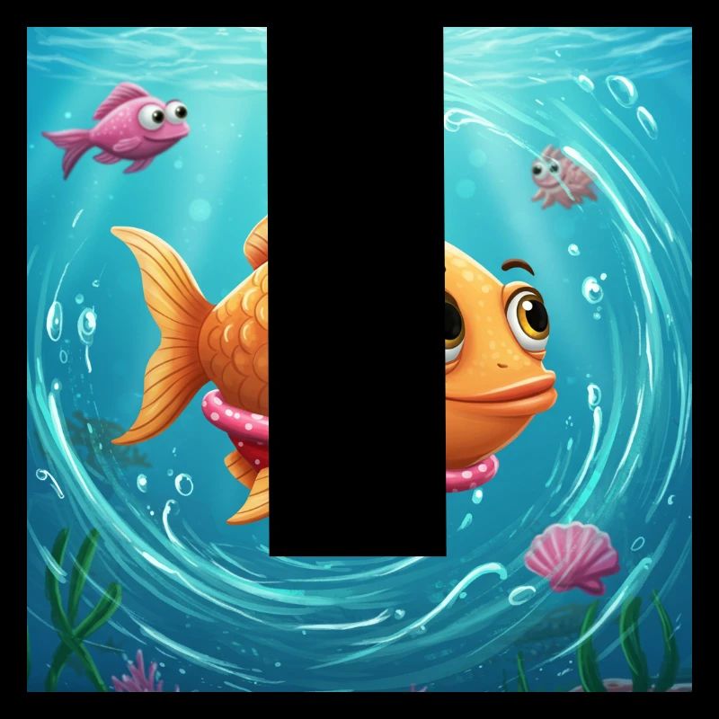 Poisson rouge ludique dans une eau colorée