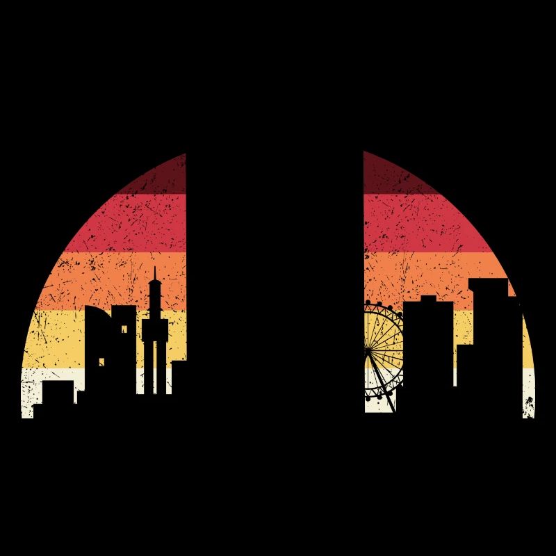 Skyline du coucher de soleil avec grande roue