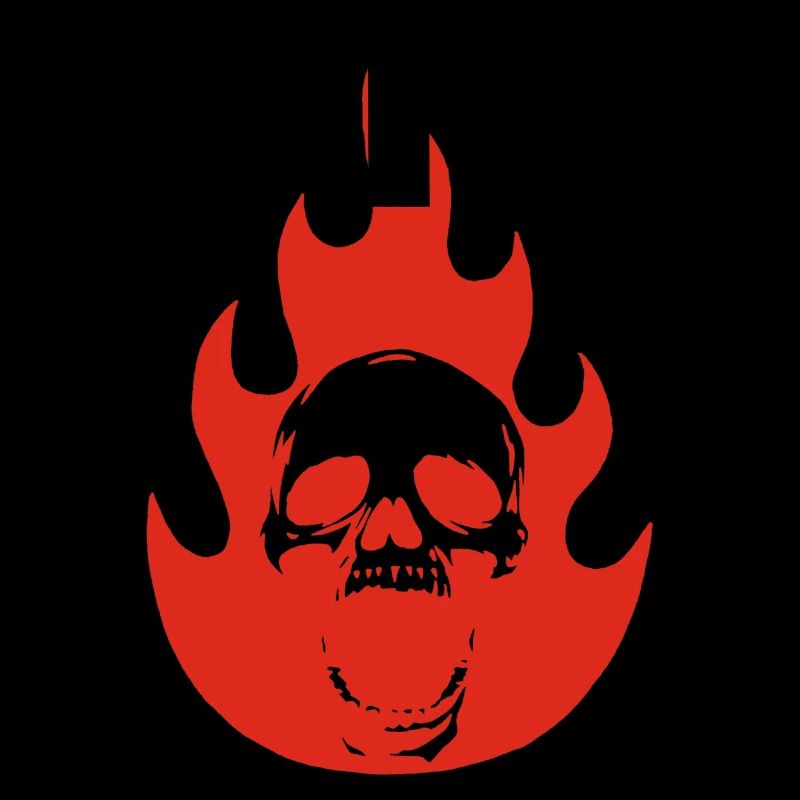 Skull and red flame