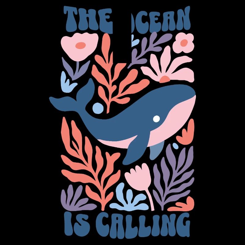 The Ocean Is Calling - Retro Wal Boho Blumen