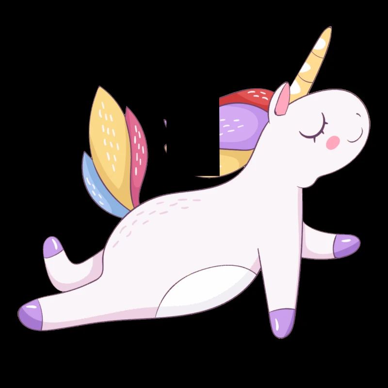 Buntes Einhorn sitzend, Pastellmuster