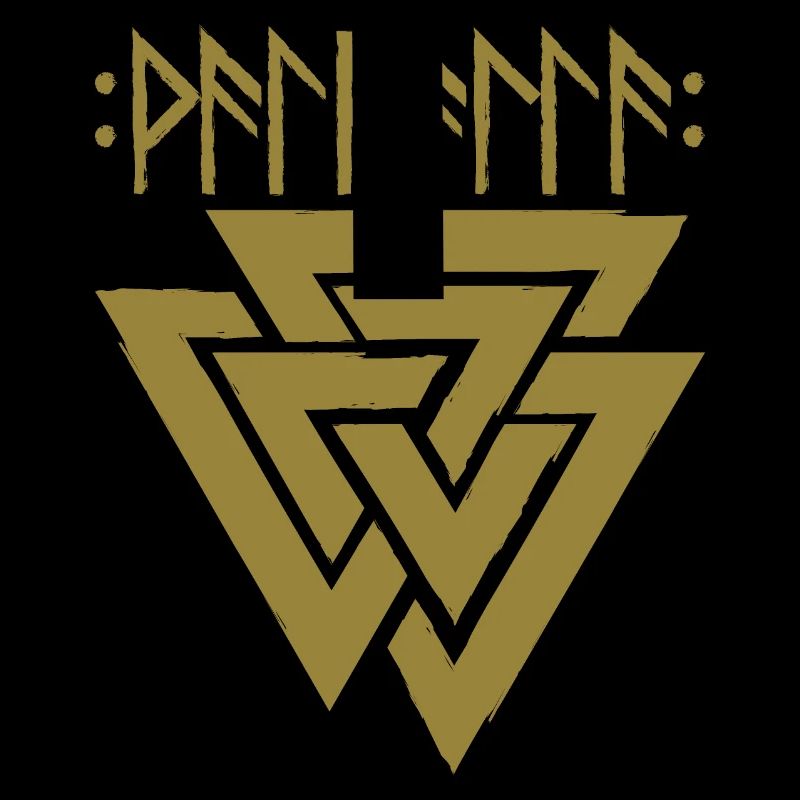 Valhalla en runes avec Valknut, symbole d'Odin