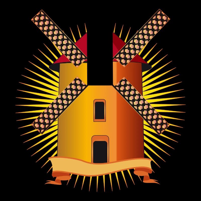 moulin à vent doré avec un fond brillant