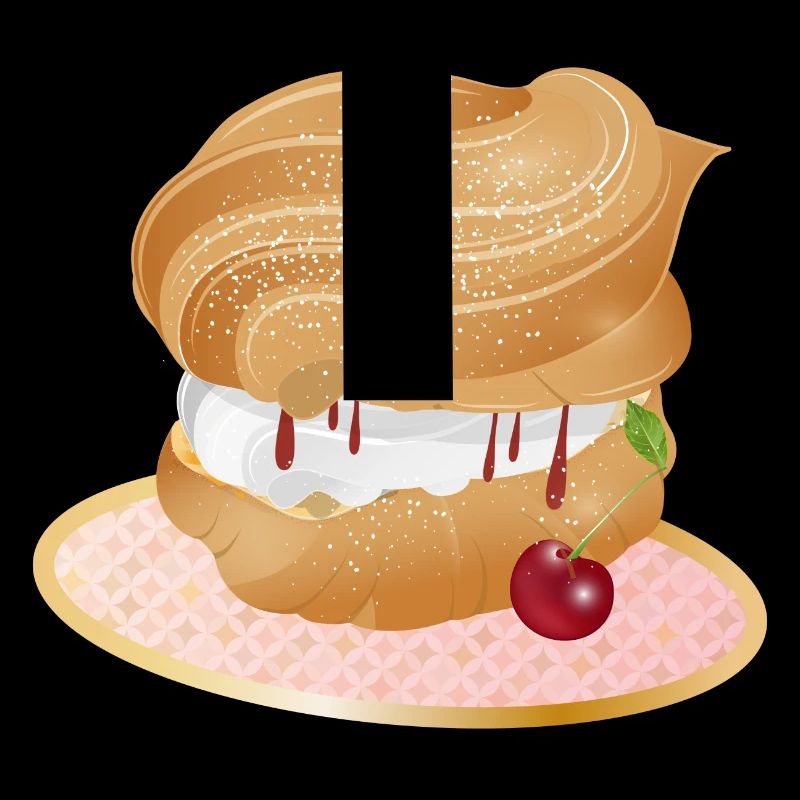 Mit Sahne und Kirsche gefüllter Windbeutel