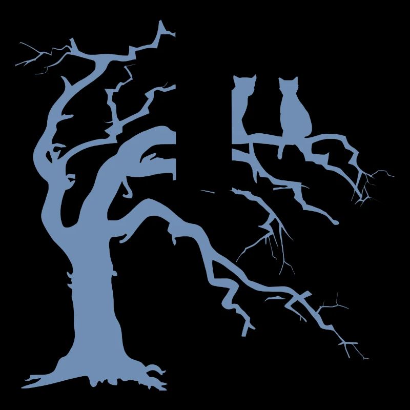 Toter baum mit 2 Katzen Silhouette