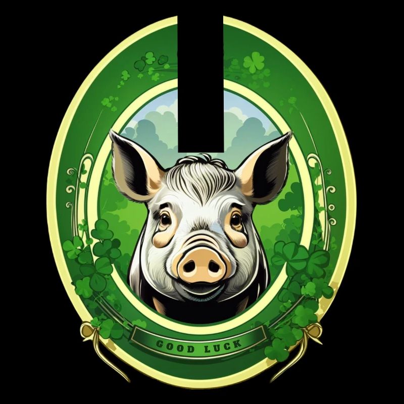 Cochon chanceux avec trèfles