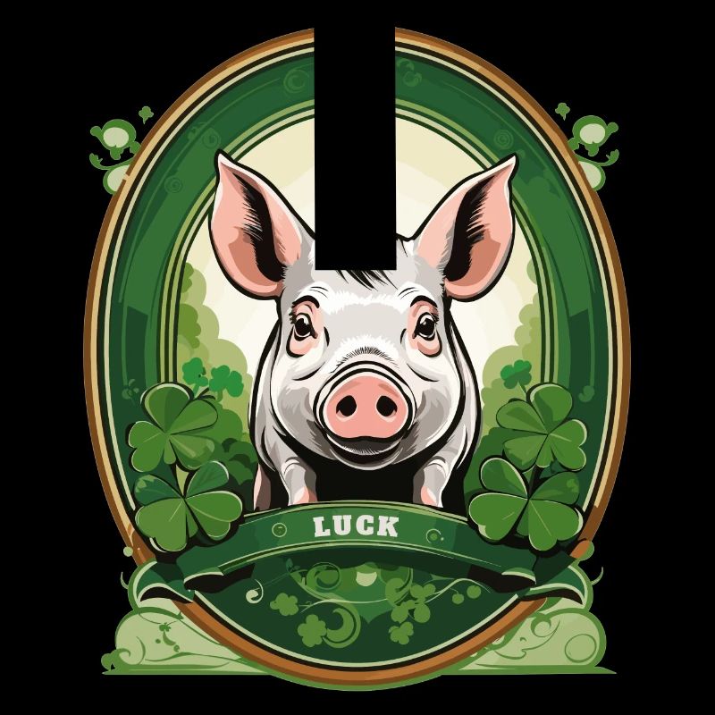 Cochon chanceux avec trèfles