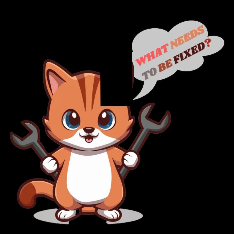 Cute Kitten with Tools and Question