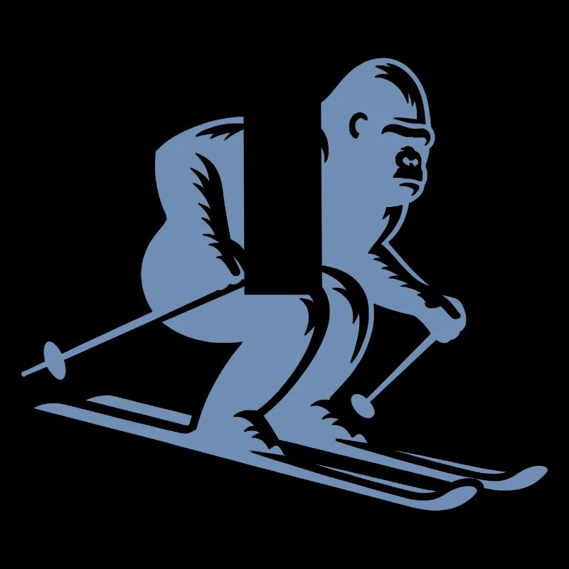 Monkey Gorilla Chimpanzee Ski Silhouette Design