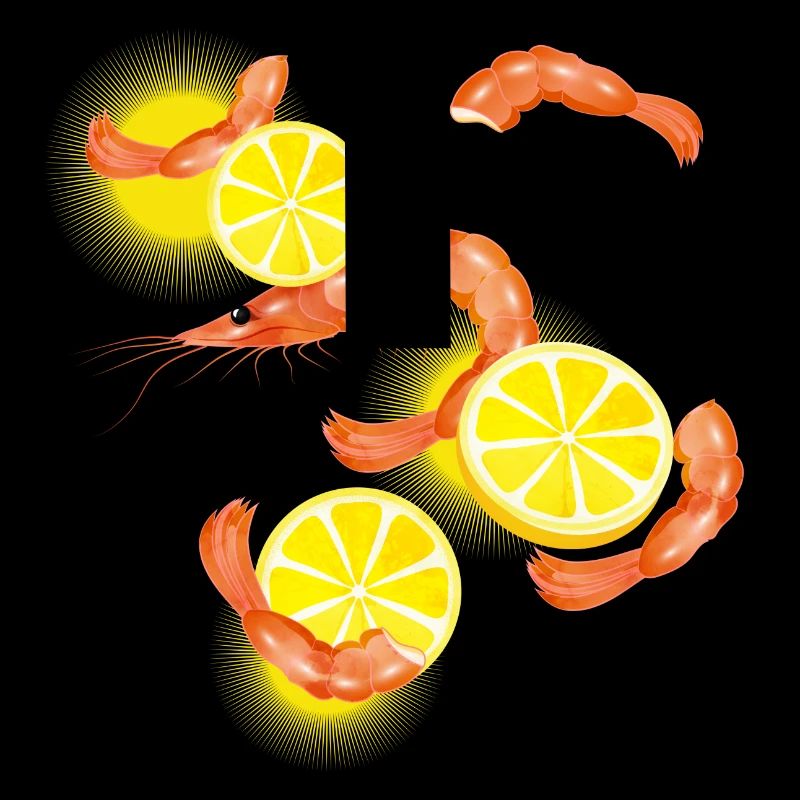 Garnelen oder Shrimps mit Zitronen Scheiben