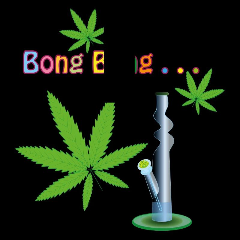 Cannabis Blätter mit Bong