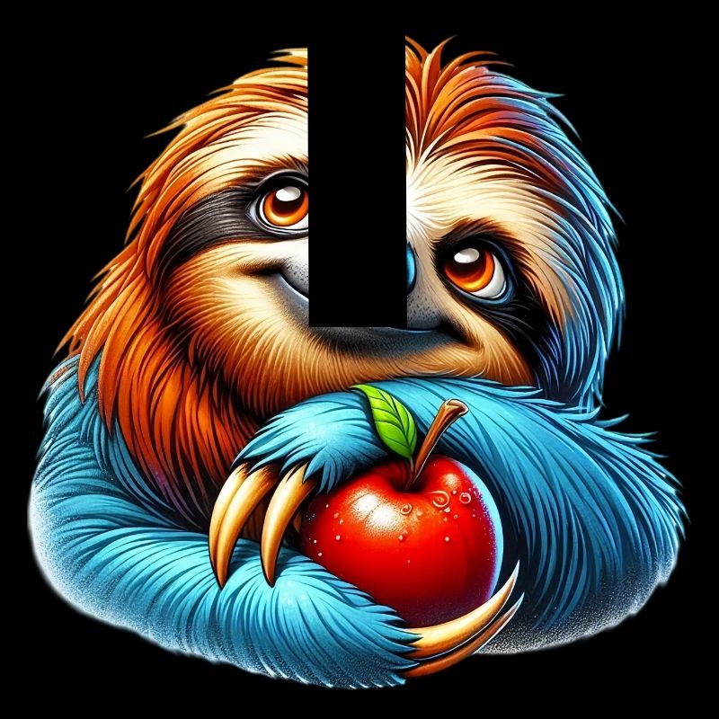 Sloth with a red apple