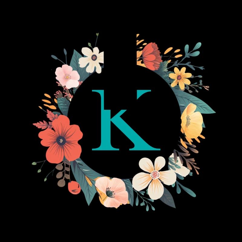K Monogram, Couronne de fleurs, Personnalisable