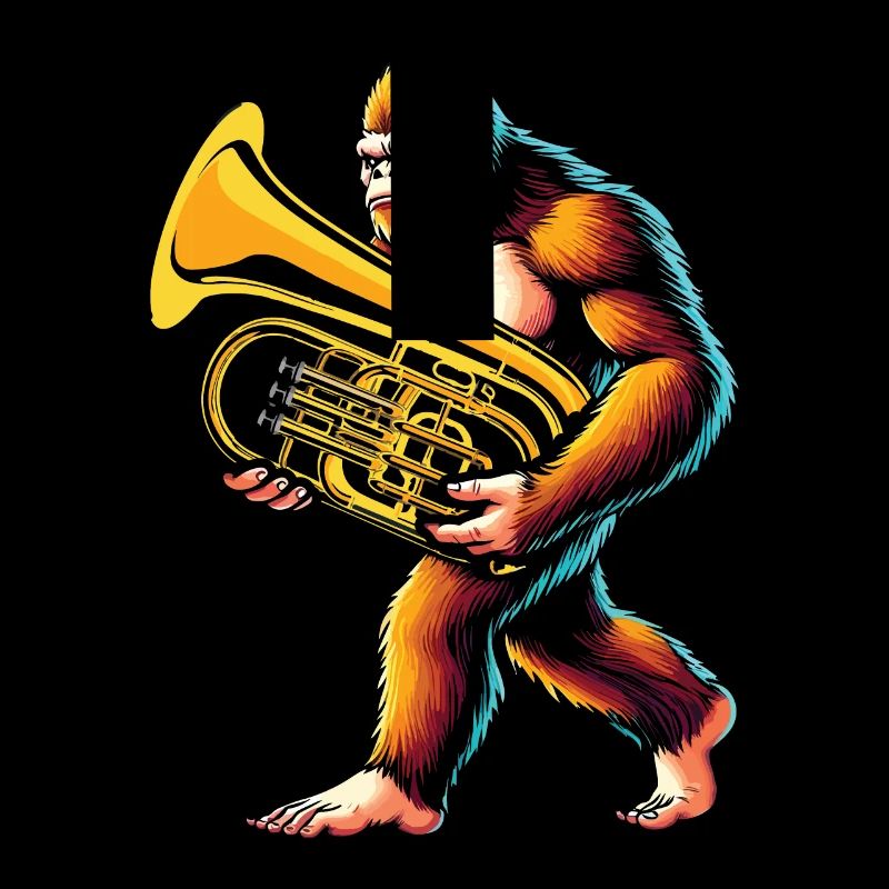 Yeti Gorilla mit Euphonium