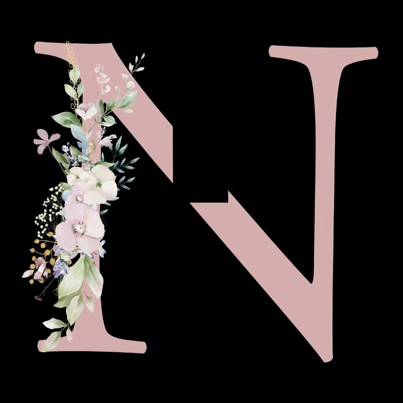 N Monogram, Floral, Personalizable