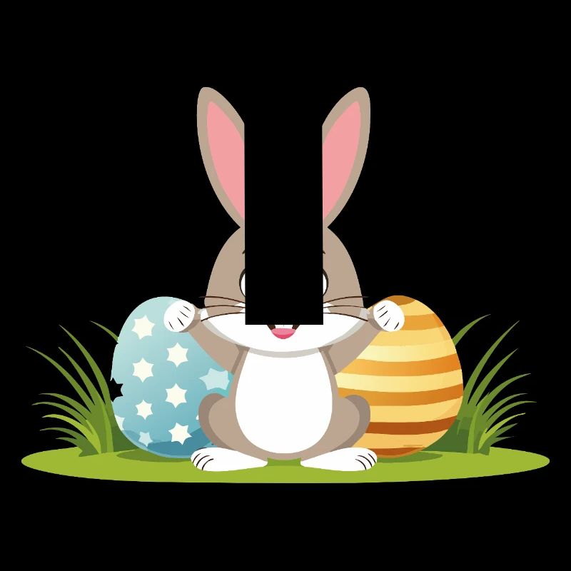 Happy Easter bunny with colorful Easter eggs
