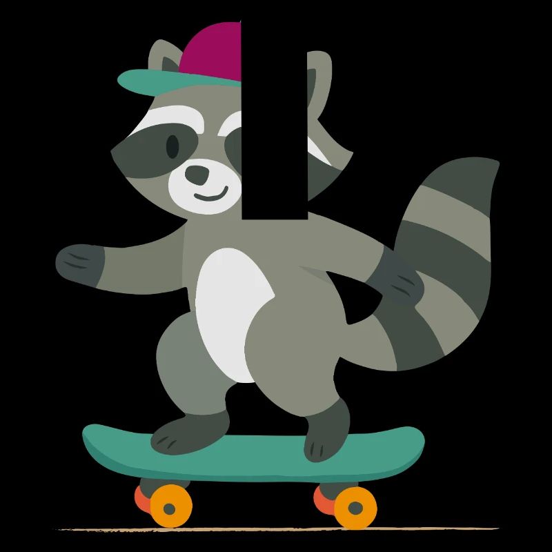 Skateboard-Waschbär mit Basecap