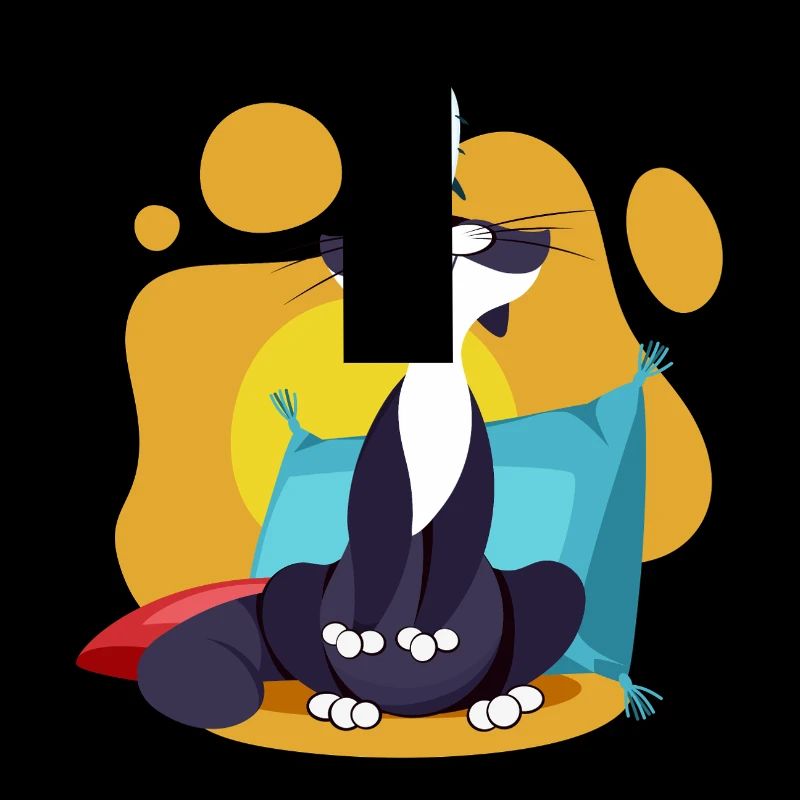 Katze schnüffelt an einer Sardine Bunte Comic Comic Karikatur