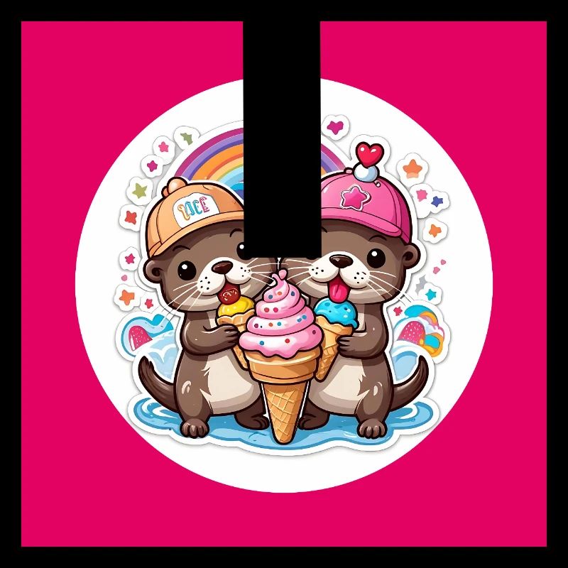 Zwei Otter mit bunter Eistüte