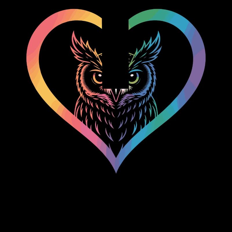 Regenbogen Eulen Herz Design