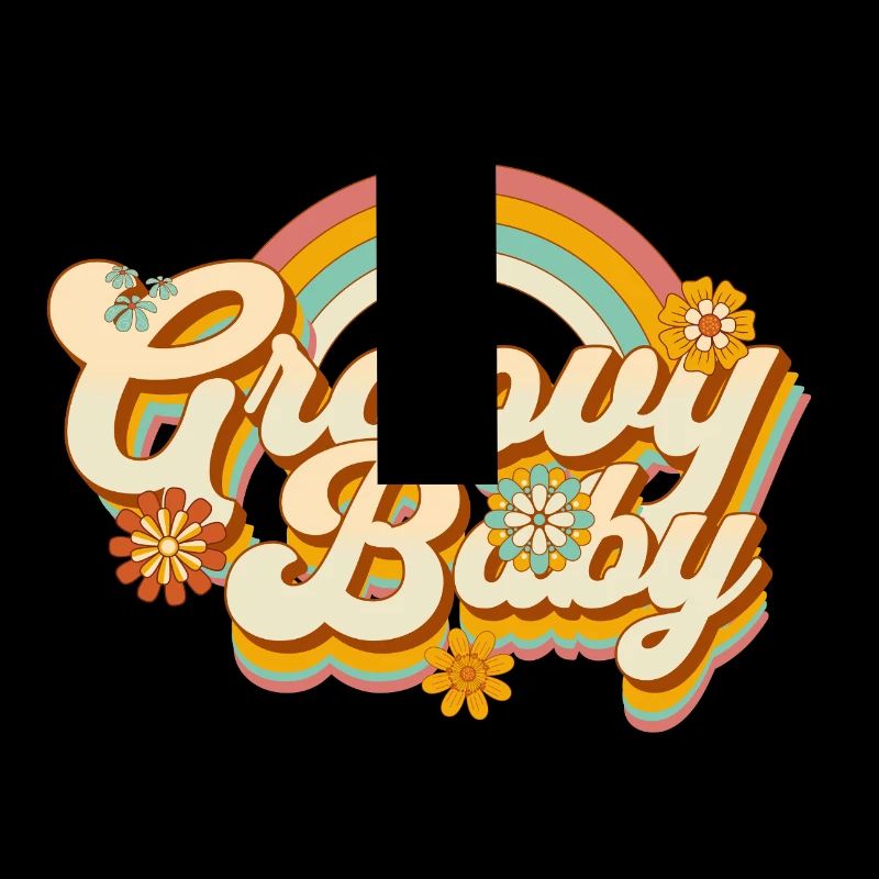 Retro Blumen-Design mit Regenbogen