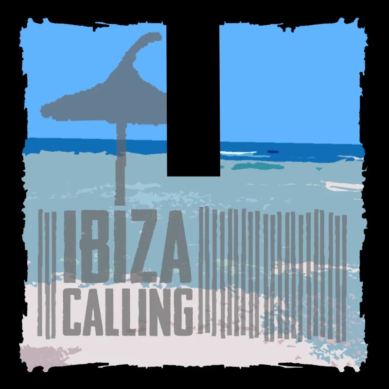 Ibiza beach setting with umbrella