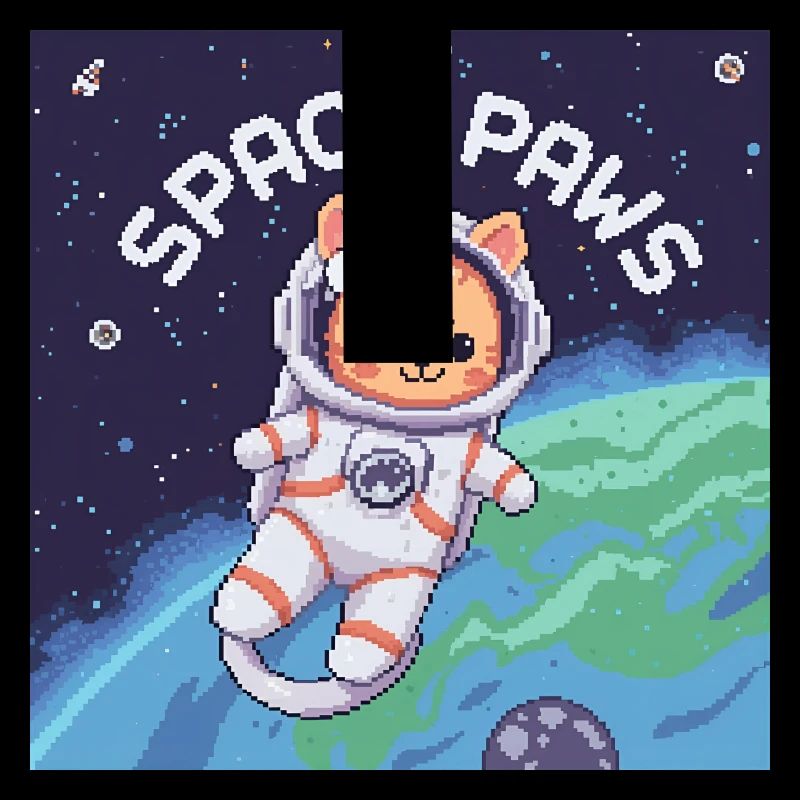Space Paws - Pixel Cat Astronaute