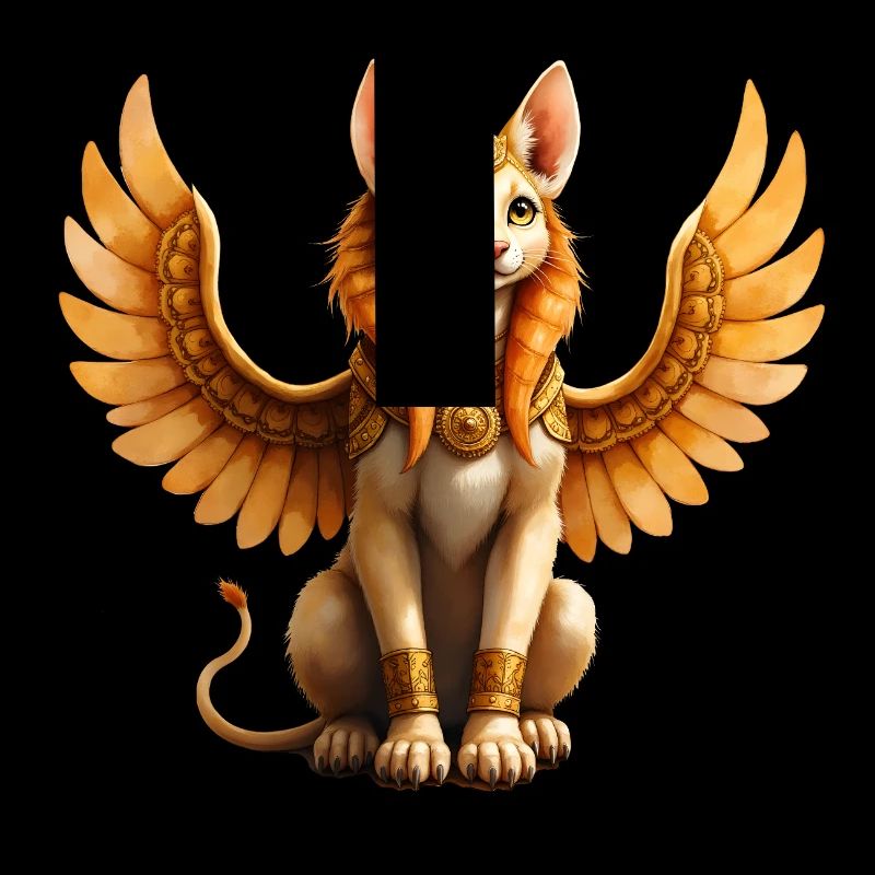 Chat ailé doré