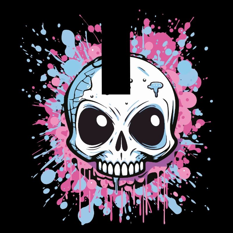 Neon Splatter Schädel Kunst