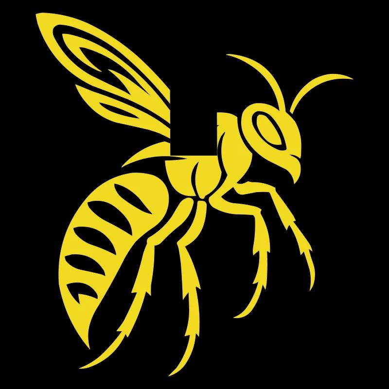 Yellow wasp silhouette on black