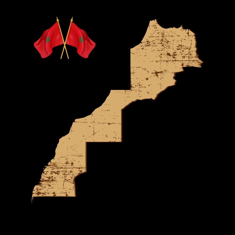 Map Morocco Vintage Flags