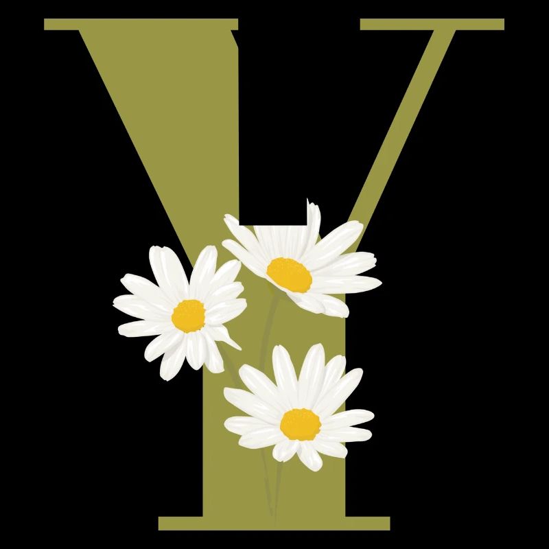Letter y green daisies
