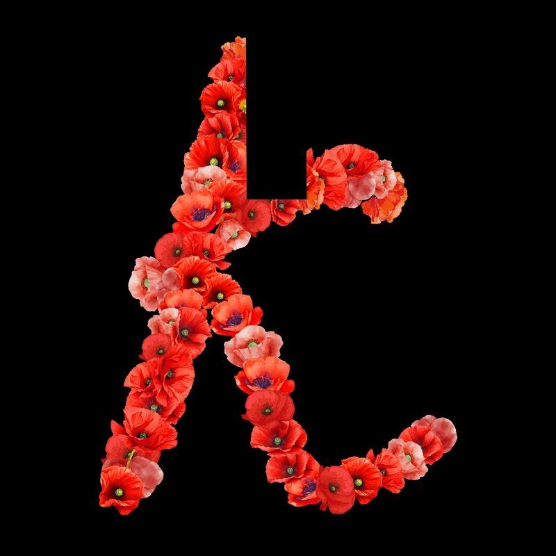 Initial K aus Mohnblumen