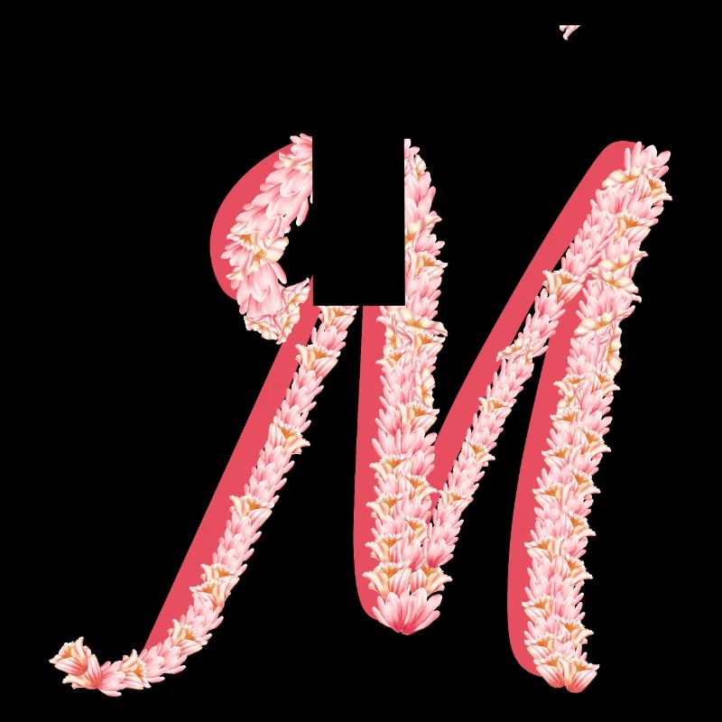 Initial M aus rosa Blüten