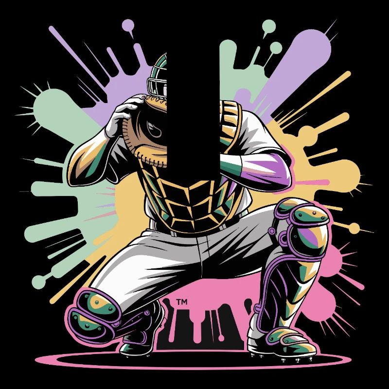 Receveur de baseball avec masque Couleurs colorées Splash