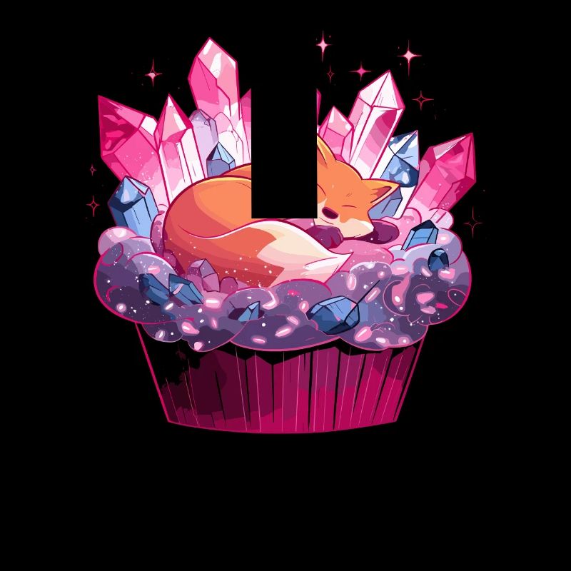 Cuddly fox in crystal cupcake